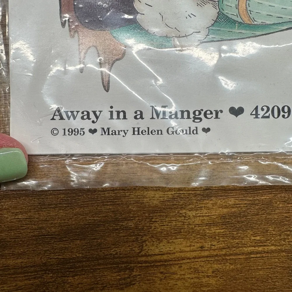 Vintage Ragamuffins Away in a Manger Nativity Iron-On Transfers 1995 Mary‎ Gould
